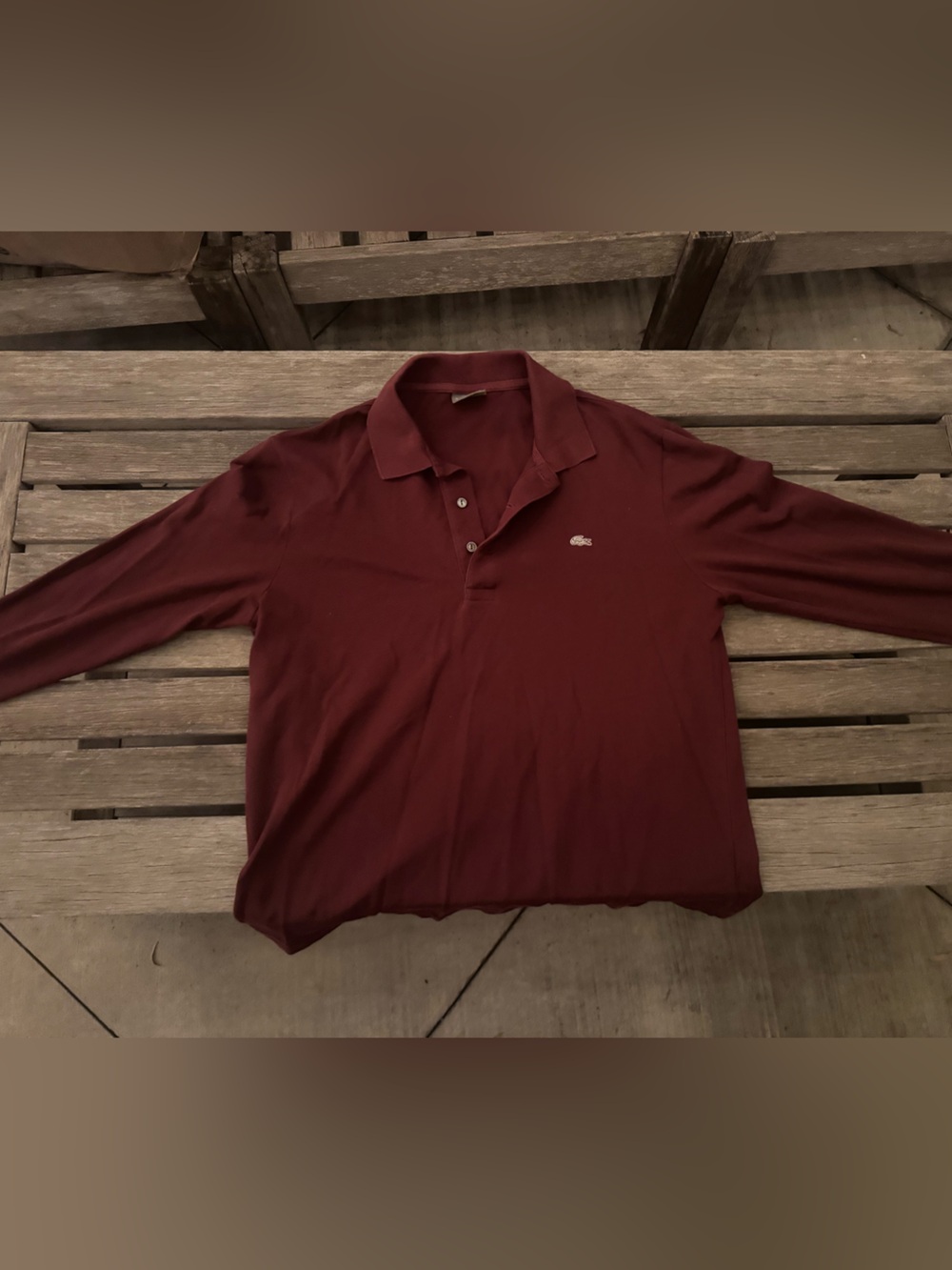 Lacoste Burgundy Long Sleeve Polo Shirt